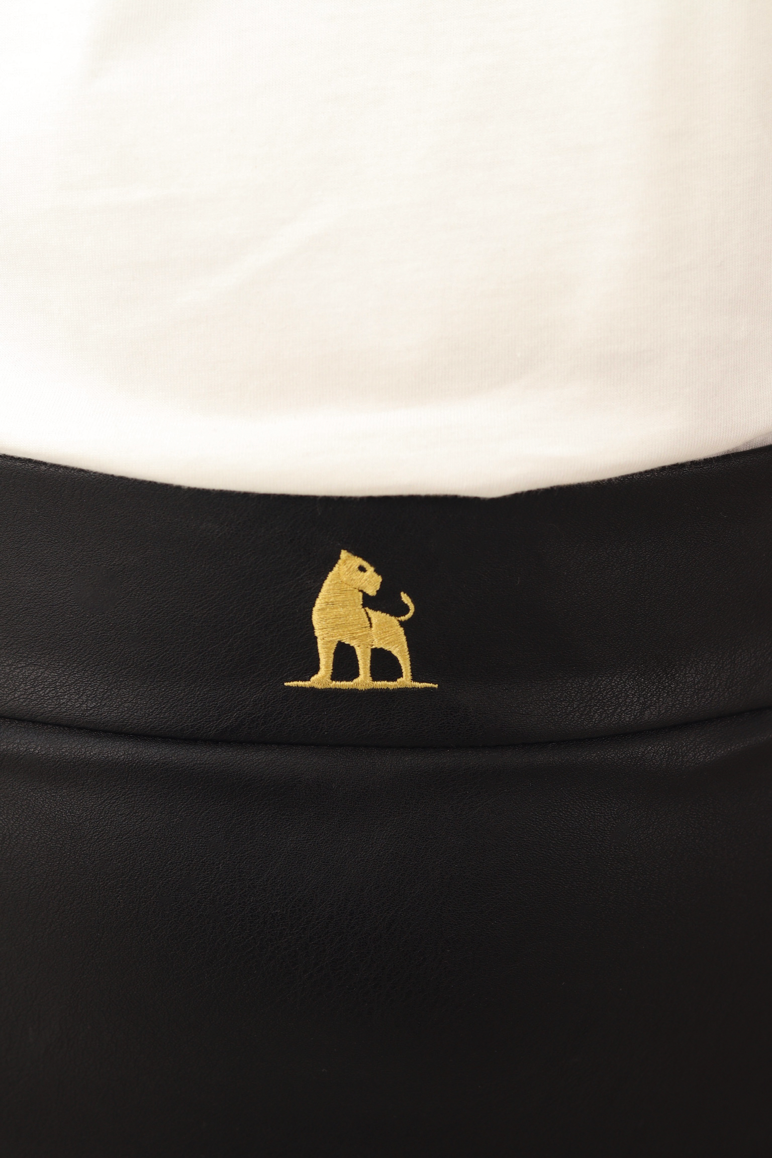 détail jupe simili cuir