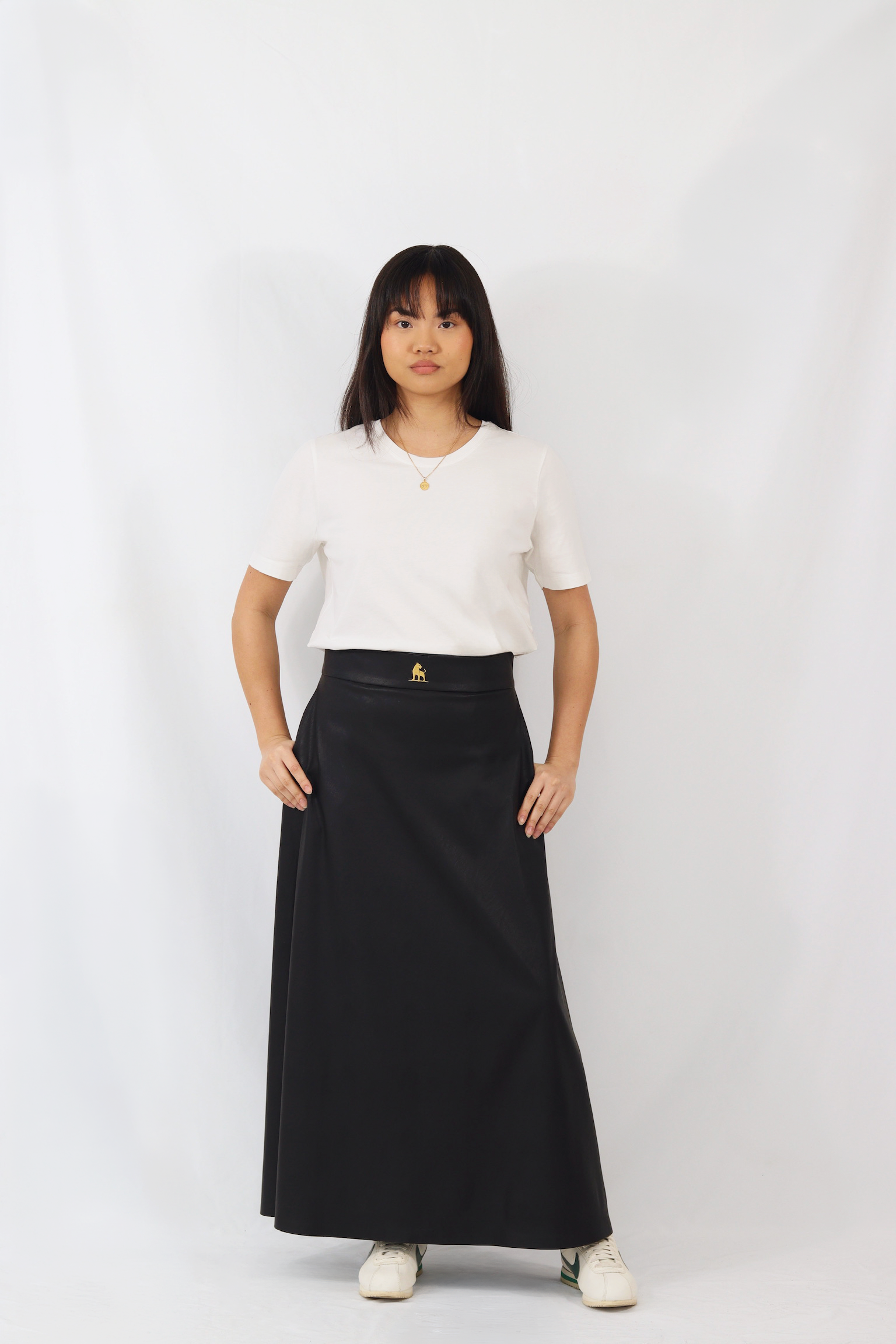 jupe longue en simili cuir