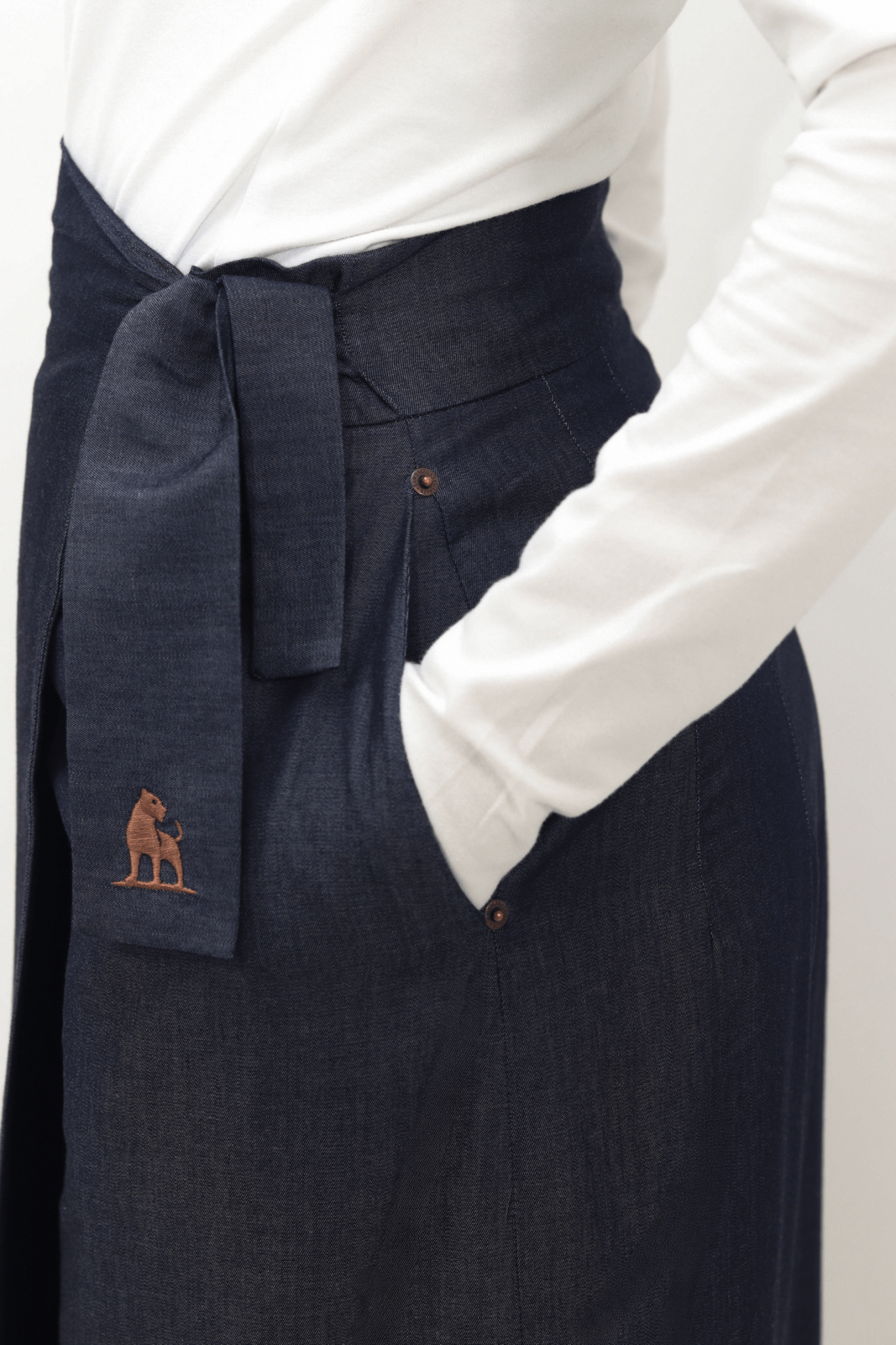 jupe portefeuille longue en denim